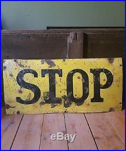 Very old porcelain vintage railroad crossing stop sign gas oil garage RARE
