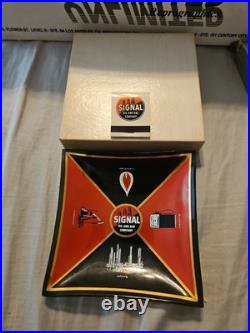 Very scarce Vintage Signal Oil Gas advertising glass ashtray Matches. New in box