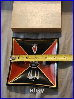 Very scarce Vintage Signal Oil Gas advertising glass ashtray Matches. New in box