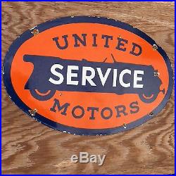 Vintag United Service Motors Porcelain Sign Gas Oil Station Pump