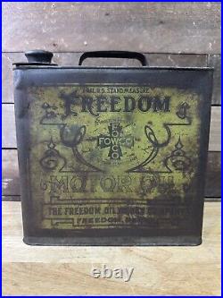 Vintage 1 Gallon Freedom Oil Works Co Motor Oil Tin