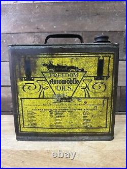 Vintage 1 Gallon Freedom Oil Works Co Motor Oil Tin