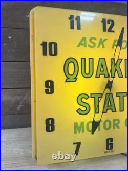 Vintage 16 Quaker State Motor Oil Advertising Lighted Wall Clock