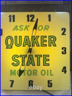 Vintage 16 Quaker State Motor Oil Advertising Lighted Wall Clock