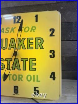 Vintage 16 Quaker State Motor Oil Advertising Lighted Wall Clock