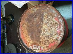 Vintage 16 gallon Kendall Oil Drum Barrel LubricantShop Garage Metal Trash Can
