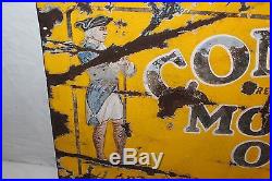 Vintage 1920's Conoco Motor Oil Gas Station 2 Sided 28 Porcelain Metal Sign