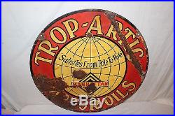 Vintage 1920's Manhattan TropArtic Motor Oil 2 Sided 30 Porcelain Metal Sign