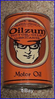 Vintage 1920's Oilzum Motor Oil Can One Quart FULL NOS NICE ONE