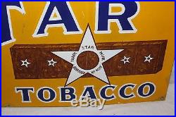 Vintage 1920's Star Chewing Tobacco Gas Oil 24 Porcelain Metal Sign