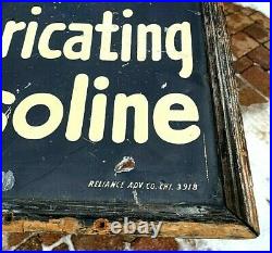 Vintage 1920's Vertical Tydol Gasoline Gas Oil Rare Sign With wood Frame 72X15in