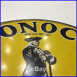 Vintage 1920s Conoco Gasoline and Oil Porcelain Enamel Sign