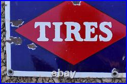Vintage 1920s Original Goodrich Silvertowns Tires Tubes Porcelain Gas Oil Sign