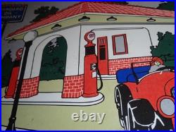 Vintage 1924 Standard Oil California? Woman In Car Gasoline Pump Porcelain Sign