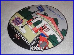 Vintage 1924 Standard Oil California? Woman In Car Gasoline Pump Porcelain Sign