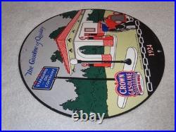 Vintage 1924 Standard Oil California? Woman In Car Gasoline Pump Porcelain Sign