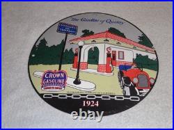 Vintage 1924 Standard Oil California? Woman In Car Gasoline Pump Porcelain Sign