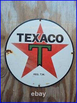 Vintage 1930 Texaco Porcelain Sign 14 Texaco Star Gas Oil Service Pump Plate