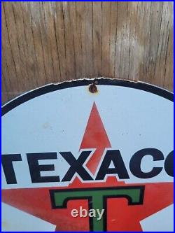 Vintage 1930 Texaco Porcelain Sign 14 Texaco Star Gas Oil Service Pump Plate