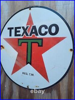 Vintage 1930 Texaco Porcelain Sign 14 Texaco Star Gas Oil Service Pump Plate