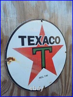 Vintage 1930 Texaco Porcelain Sign 14 Texaco Star Gas Oil Service Pump Plate