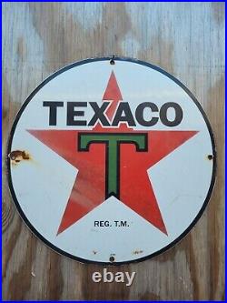 Vintage 1930 Texaco Porcelain Sign 14 Texaco Star Gas Oil Service Pump Plate