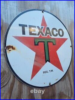 Vintage 1930 Texaco Porcelain Sign 14 Texaco Star Gas Oil Service Pump Plate