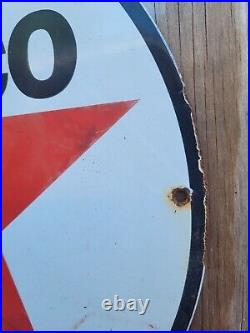 Vintage 1930 Texaco Porcelain Sign 14 Texaco Star Gas Oil Service Pump Plate