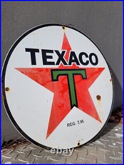 Vintage 1930 Texaco Porcelain Sign Texaco Star Gas Station Service Pump Plate