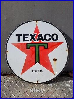 Vintage 1930 Texaco Porcelain Sign Texaco Star Gas Station Service Pump Plate