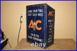 Vintage 1930's AC Spark Plugs 19 Metal Display Cabinet Gas Oil Sign
