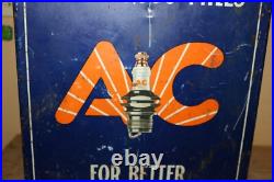 Vintage 1930's AC Spark Plugs 19 Metal Display Cabinet Gas Oil Sign