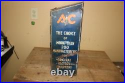 Vintage 1930's AC Spark Plugs 19 Metal Display Cabinet Gas Oil Sign