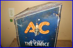 Vintage 1930's AC Spark Plugs 19 Metal Display Cabinet Gas Oil Sign