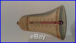 Vintage 1930's Bell Oil Co. Fuel Oil Thermometer 5 Metal Sign In Shape Of Bell