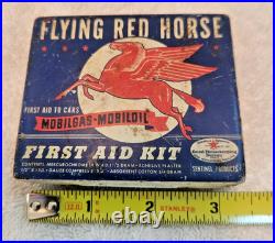 Vintage 1930's Mobil Oil Tin First Aid Kit Pegasus Mobilgas Mobiloil Advertising