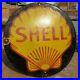 Vintage 1930's Old Antique Very Rare Shell Oil Stand Porcelain Enamel Sign Board