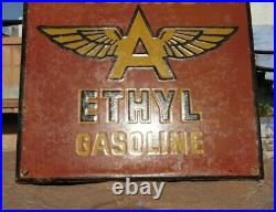 Vintage 1930's Old Very Rare Flying A Oil Gasoline Porcelain Enamel Sign Board