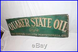 Vintage 1930's Quaker State Motor Oil 2 Gas Station 36 Embossed Metal Sign