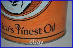 Vintage 1930s Oilzum Motor Oil Can 5 Quart large White & Bagley Co. Mass Rare