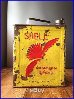 Vintage 1930s Shell Mex & Bp Ltd Aviation Spirit Fuel Petrol Oil Can & Brass LID