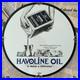Vintage 1934 Havoline Oil Refining Company 12 Inch Porcelain Enamel Sign