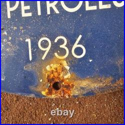 Vintage 1936 Mohawk Petroleum Corp Gasoline Oil Gas Pump Enamel Porcelain Sign