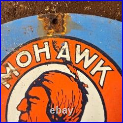 Vintage 1936 Mohawk Petroleum Corp Gasoline Oil Gas Pump Enamel Porcelain Sign