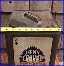 Vintage 1936 PENN TRUMP Motor Oil RARE 5 Gallon Version Gas Station Metal Can