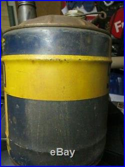 Vintage 1937 Copyright Sunoco 5 Gallon Motor Oil Can with Caps & Wood Handle