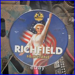 Vintage 1937 Richfield Hi-octane Porcelain Gas Oil 4.5 Sign