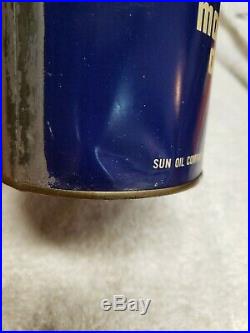 Vintage 1937 SUNOCO Motor Oil 1 Quart Oil Can Tin Mercury Made Sun Oil Full Nos