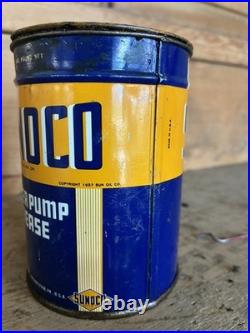 Vintage 1937 SUNOCO Water Pump Grease 1 lb Tin FULL Unopened Gas Oil Petroliana
