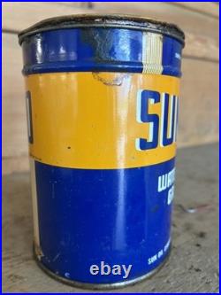 Vintage 1937 SUNOCO Water Pump Grease 1 lb Tin FULL Unopened Gas Oil Petroliana